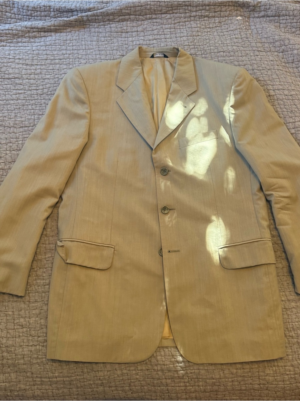 Mens Beige Gray Three Button Suit Jacket Italian Wool Marlane Conbipel